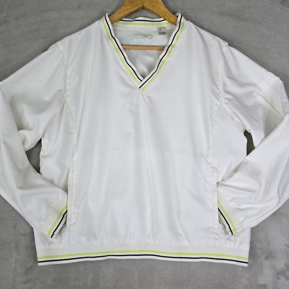 Lizgolf V-Neck Windbreaker‎ Pullover Jacket Petite Large White  Rain Gear